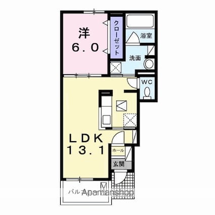 クローバー[1LDK/45.09m2]の間取図