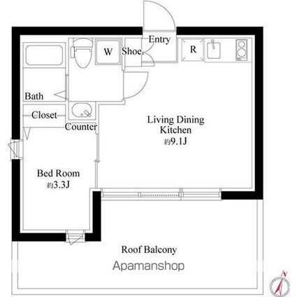 モダンテラス南青山[1LDK/26m2]の間取図