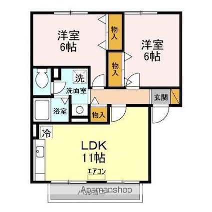 サンセリテ　Ⅲ[2LDK/55.2m2]の間取図