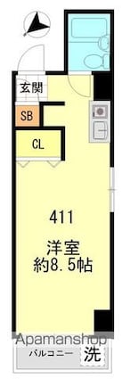 九段フラワーホーム[1R/23.9m2]の間取図