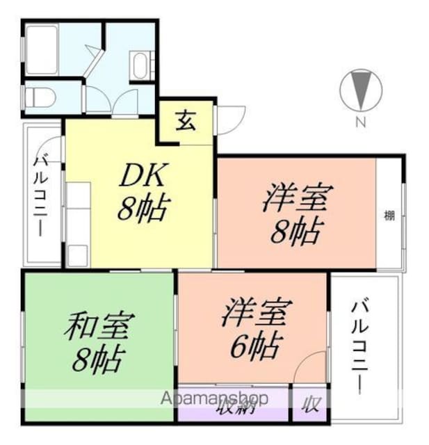 和歌山県和歌山市有本[3DK/58.32m2]の間取図