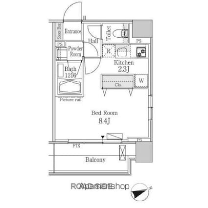 パークフラッツ芝浦[1R/28.8m2]の間取図