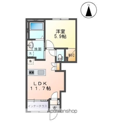 フェリーチェ・ヒマワリ[1LDK/43.24m2]の間取図