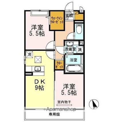 シャローズ[2DK/50.28m2]の間取図