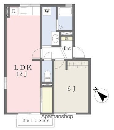 セジュール来住[1LDK/42.13m2]の間取図