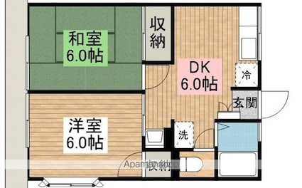 ハイム大手町Ｂ[2DK/41.3m2]の間取図