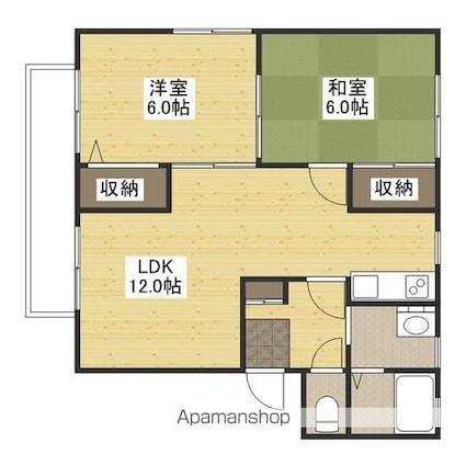 広島県広島市南区向洋新町３丁目[2LDK/54m2]の間取図