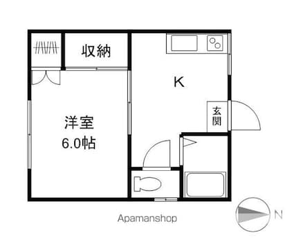 長野県長野市三輪９丁目[1K/25.25m2]の間取図