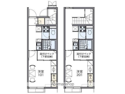 レオパレスＳｈｕ＆Ｋｅｉ　Ｎ[1K/23.61m2]の間取図