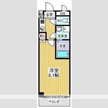 アベニール佃[1K/24.72m2]の間取図