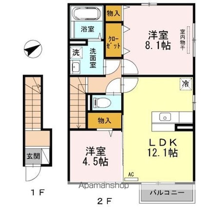 プティシャン　ＩＩ[2LDK/63.62m2]の間取図