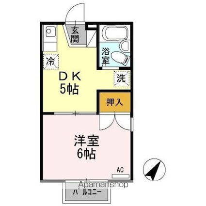 メイゾンベルサ　Ｃ棟[1DK/23.59m2]の間取図