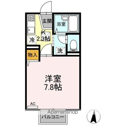 ドミールＴＯＭＯ[1K/23.18m2]の間取図