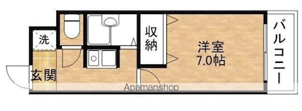 滋賀県東近江市中小路町[1K/21m2]の間取図