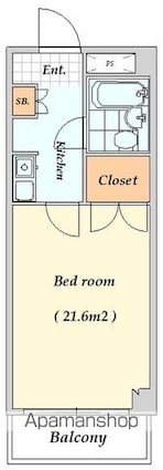レオパレスＲＸコスモＭ[1K/21.6m2]の間取図
