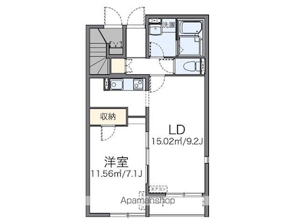 愛知県江南市五明町青木[1LDK/42.72m2]の間取図