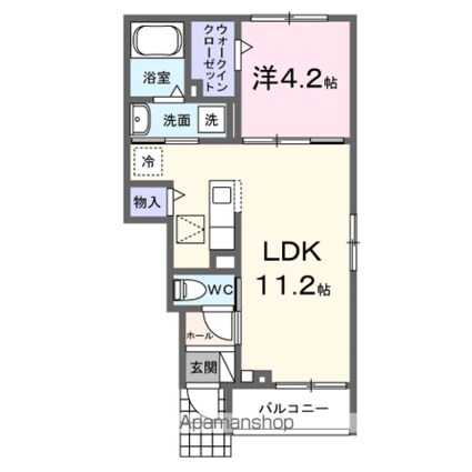 レッド　グリール本土寺前[1LDK/36.34m2]の間取図
