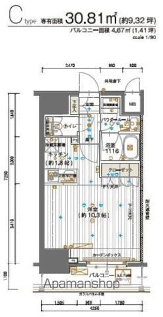 メインステージ神田須田町[1R/30.81m2]の間取図