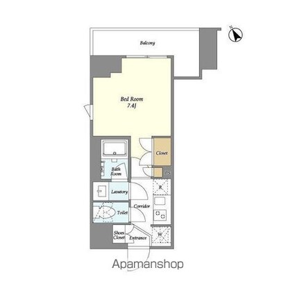市谷台町坂フロント[1K/25.02m2]の間取図