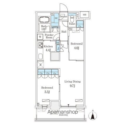 フロンティアレジデンス錦糸公園[2LDK/55.26m2]の間取図