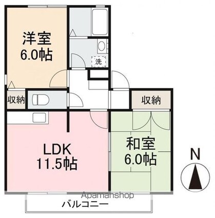 レイクメーゾン[2LDK/55.4m2]の間取図