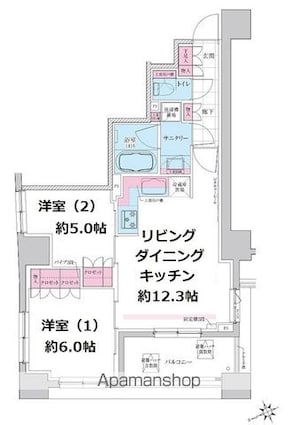 ステラメゾン三軒茶屋[2LDK/51.53m2]の間取図