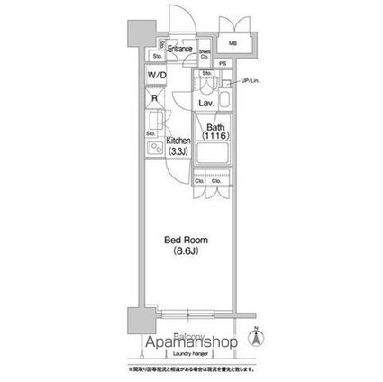 コンフォリア両国サウス[1K/26.84m2]の間取図