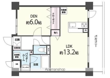 メゾン上笠[1LDK/46m2]の間取図