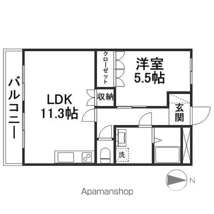 エクレセンス[1LDK/41.04m2]の間取図