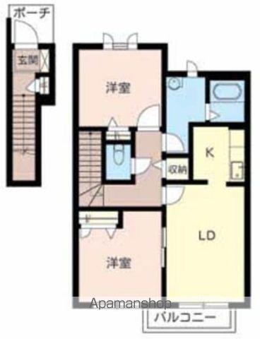 和歌山市紀三井寺のハイツの間取り