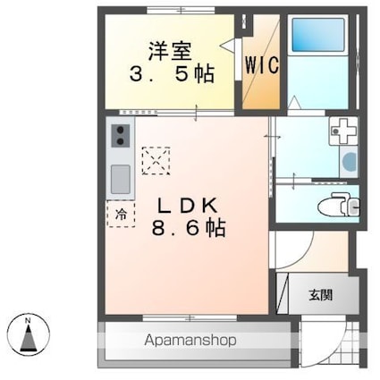 ララルー[1LDK/33.02m2]の間取図