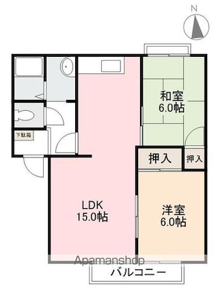 香川県高松市円座町[2LDK/54.8m2]の間取図