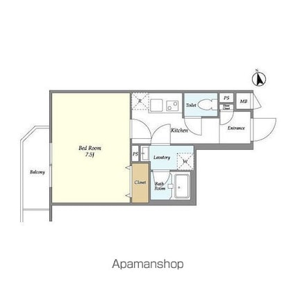 グローベル　ザ・クレス押上[1K/25.77m2]の間取図