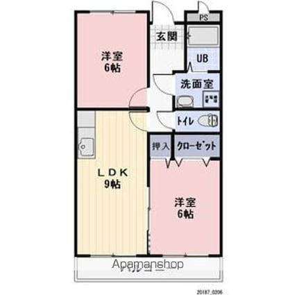 Ｌｉｍｐｉａコーポ・ウエスト[2LDK/48.6m2]の間取図