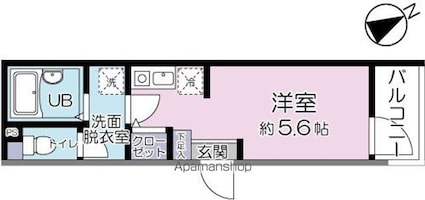 アリビオハイム[1R/16.27m2]の間取図