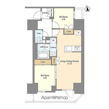 グランカーサ船堀Ⅱ[2LDK/50.4m2]の間取図