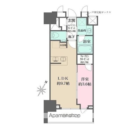 ザ・パークワンズ日本橋人形町[1LDK/33.26m2]の間取図