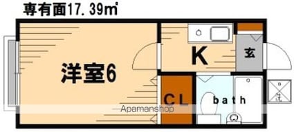 神奈川県横浜市鶴見区寺谷２丁目[1K/17.39m2]の間取図