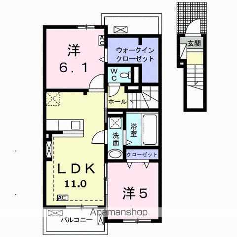 【岐阜市北鶉のアパートの間取り】