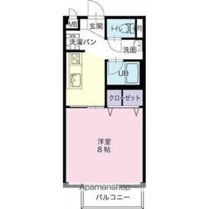 ＳｕｒｐｌｕｓＯｎｅ公園のよこ[1K/28.02m2]の間取図