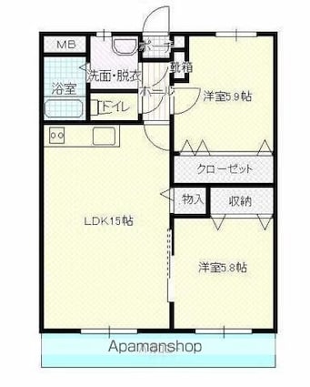 香川県高松市林町[2LDK/60.03m2]の間取図