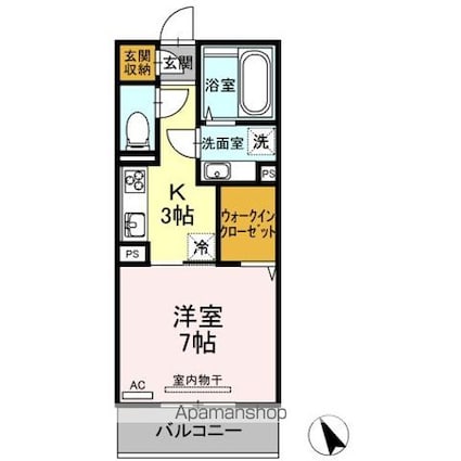 モアボヌール[1K/30.03m2]の間取図
