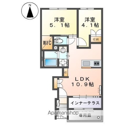 プランドール　慶[2LDK/48.61m2]の間取図