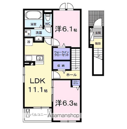 千葉県木更津市中里[2LDK/58.57m2]の間取図
