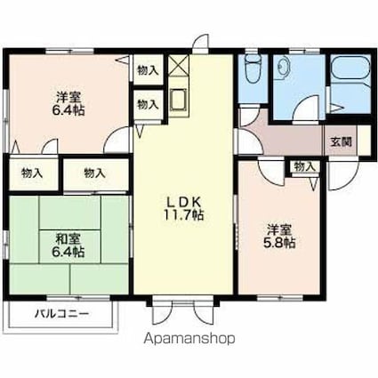 長野県松本市井川城１丁目[3LDK/68.25m2]の間取図