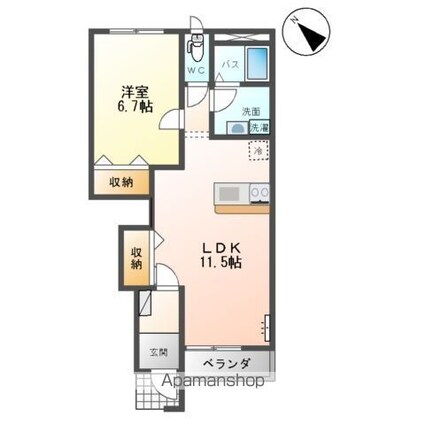 ルミエールⅡ[1LDK/44.95m2]の間取図