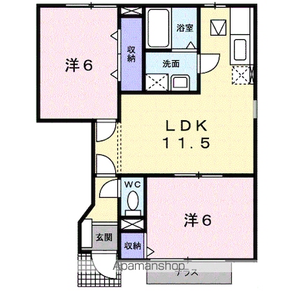 ニューアルカンシエル[2LDK/51.79m2]の間取図