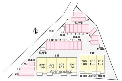 カトル・セゾン　Ⅱ[1LDK/45.72m2]の配置図