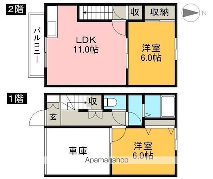 ブランシェ高須[2LDK/56m2]の間取図