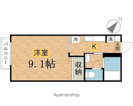 ソレーユＢ[1K/28.2m2]の間取図